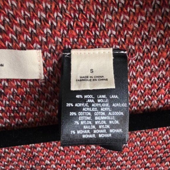 Anthropologie Sleeping On Snow Red Wool Long Open Front Waterfall Cardigan S - Picture 7 of 10